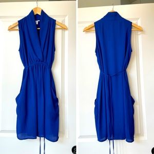 Bar III Cobalt Blue Tie Dress 34.5” Long